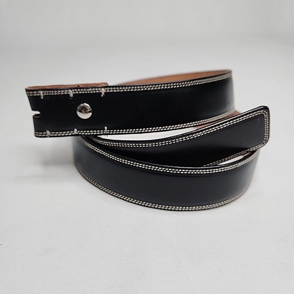 Robert Talbott Size 34 Black Leather Belt No Buckle Italy 307/01 1.25in Wide